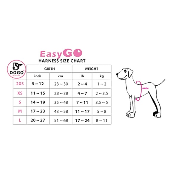 EasyGo Sweetbow Dog Harness by DOGO / LARGE / Pink White Gray NWT - Picture 7 of 7